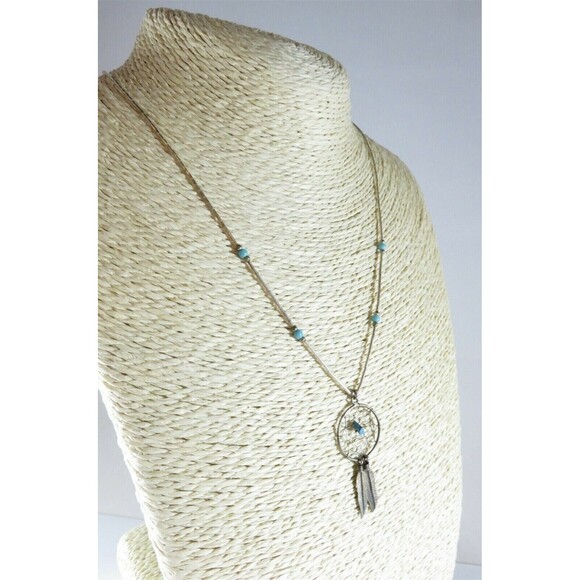 Liquid Silver Dream Weaver 18.5" Turquoise Necklace Sterling Silver - Picture 7 of 9